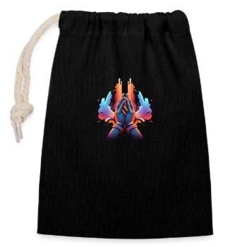 Hand 2 - Closable cotton gift bag (14x20cm) - black - Front