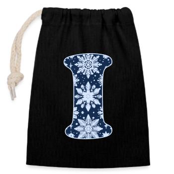 Letter I Snowflakes - Closable cotton gift bag (14x20cm) - black - Front