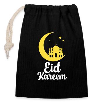 Eid Kareem - Closable cotton gift bag (14x20cm) - black - Front
