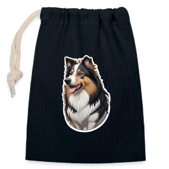 Collie - Closable cotton gift bag (14x20cm) - navy - Front
