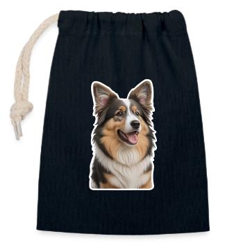 Collie - Verschließbarer Geschenkbeutel aus Baumwolle (14x20cm) - Navy - Vorne