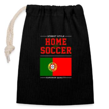 Le berceau du football - Sac cadeau en coton avec cordon (14 x 20 cm) - noir - Devant