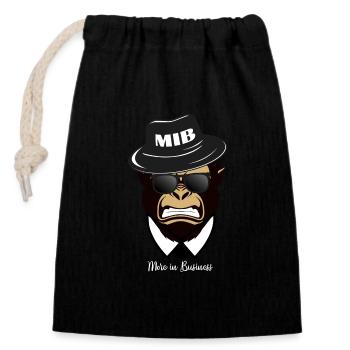 Gorilla, plus en affaires - Sac cadeau en coton avec cordon (14 x 20 cm) - noir - Devant