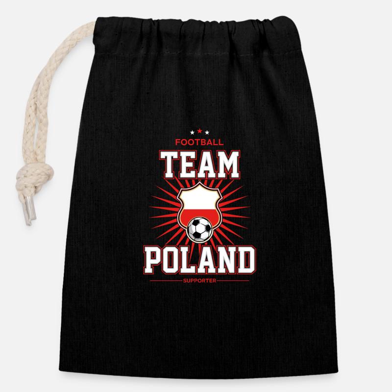 Pologne - Sac cadeau en coton avec cordon (14 x 20 cm) - noir