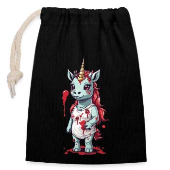 Zombie Unicorn Halloween Highlight Spooky Design - Closable cotton gift bag (14x20cm) - black - Front