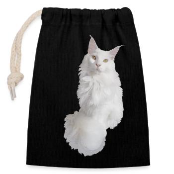 Maine coon white - Closable cotton gift bag (14x20cm) - black - Front