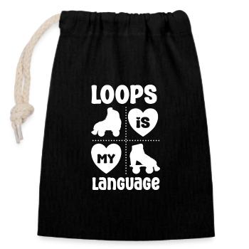 Roller Skating Skate Loops is my Language Gifts - Verschließbarer Geschenkbeutel aus Baumwolle (14x20cm) - Schwarz - Vorne
