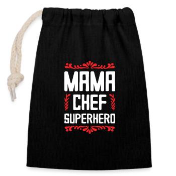 Maman Patron Super-héroïne Maman - Sac cadeau en coton avec cordon (14 x 20 cm) - noir - Devant