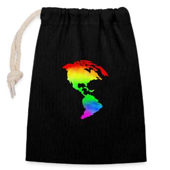Weltkarte Rainbow Klimawandel Erderwämung, Hitze - Verschließbarer Geschenkbeutel aus Baumwolle (14x20cm) - Schwarz - Vorne
