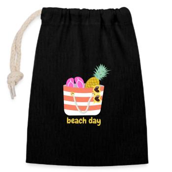 Beach Day - Closable cotton gift bag (14x20cm) - black - Front