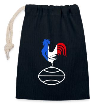 rugby supporter Rugby france - Sac cadeau en coton avec cordon (14 x 20 cm) - bleu marine - Devant