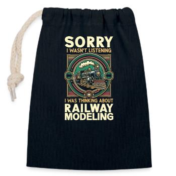 Modelleisenbahn-Liebhaber - Verschließbarer Geschenkbeutel aus Baumwolle (14x20cm) - Navy - Vorne