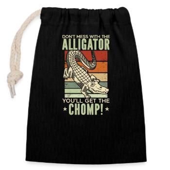 Drôle d’alligator amoureux crocodile gator zoo animal - Sac cadeau en coton avec cordon (14 x 20 cm) - noir - Devant