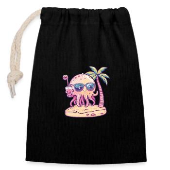 Jellyfish Summer Vacation - Closable cotton gift bag (14x20cm) - black - Front