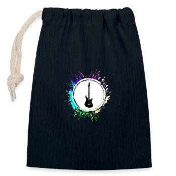 Symbole de guitare - Sac cadeau en coton avec cordon (14 x 20 cm) - bleu marine - Devant