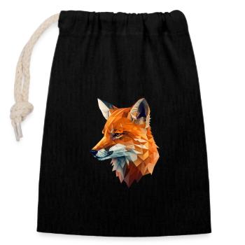 FOX - Closable cotton gift bag (14x20cm) - black - Front