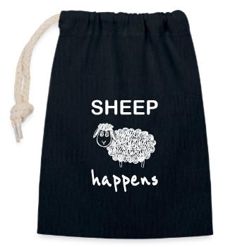 Schaf lustige Bilder Spruch shit happens - Verschließbarer Geschenkbeutel aus Baumwolle (14x20cm) - Navy - Vorne