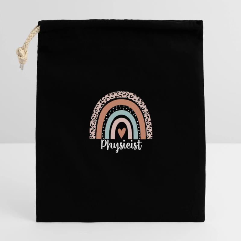 Physicist Rainbow Leopard Funny Physicist Closable cotton gift bag (14x20cm)
