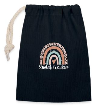 Social Worker Rainbow Leopard Funny Social Worker - Closable cotton gift bag (14x20cm) - navy - Front