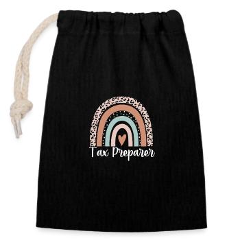 Tax Preparer Rainbow Leopard Funny Tax Preparer - Closable cotton gift bag (14x20cm) - black - Front