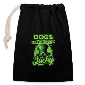 Les chiens de la Saint-Patrick font en sorte que chaque jour se sente chanceux - Sac cadeau en coton avec cordon (14 x 20 cm) - noir - Devant