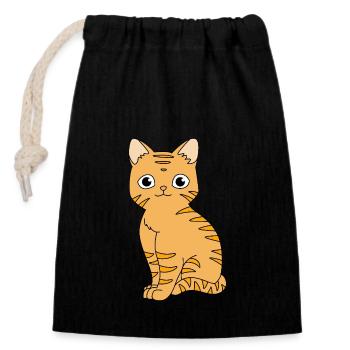 Tabby Cat - Closable cotton gift bag (14x20cm) - black - Front
