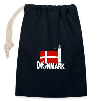 Danemark Lyngvig Fyr Lighthouse Holiday - Sac cadeau en coton avec cordon (14 x 20 cm) - bleu marine - Devant