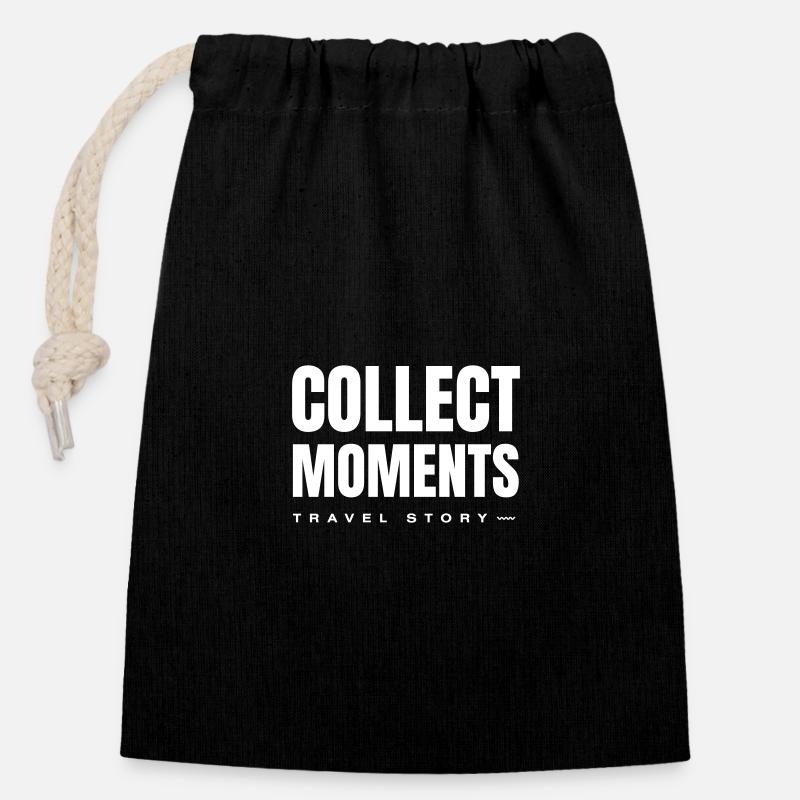 Collect moments - Closable cotton gift bag (14x20cm) - black