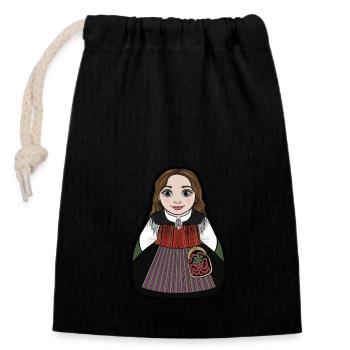 Ytterhogdalstinta - Sac cadeau en coton avec cordon (14 x 20 cm) - noir - Devant