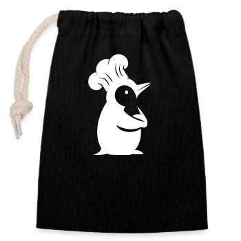 Pingouin Chef Silhouette Design minimaliste - Sac cadeau en coton avec cordon (14 x 20 cm) - noir - Devant