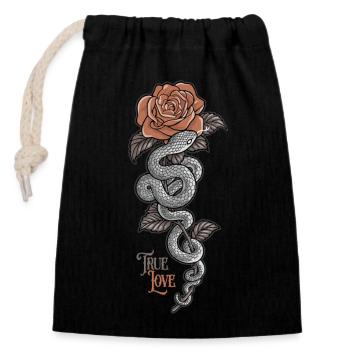 True Love - Closable cotton gift bag (14x20cm) - black - Front