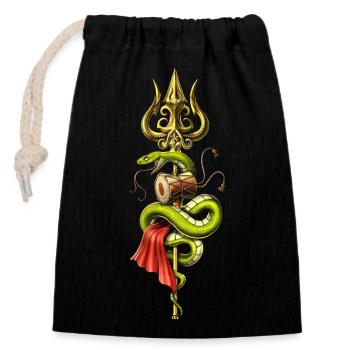 Hindu-Lord Shiva Dreizack - Verschließbarer Geschenkbeutel aus Baumwolle (14x20cm) - Schwarz - Vorne