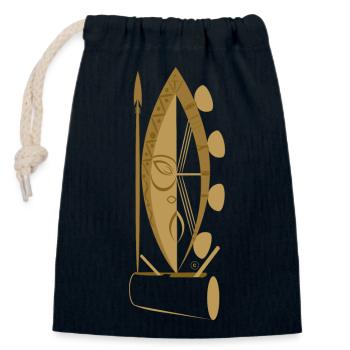 EKANG V1 OR - Sac cadeau en coton avec cordon (14 x 20 cm) - bleu marine - Devant