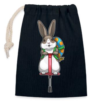Bunny Easter Fitness - Sac cadeau en coton avec cordon (14 x 20 cm) - bleu marine - Devant