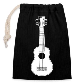Ukulele Skizze - Verschließbarer Geschenkbeutel aus Baumwolle (14x20cm) - Schwarz - Vorne