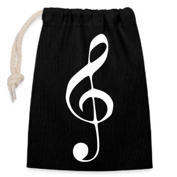 Musik Notenschlüssel Note Musiknote weiß - Verschließbarer Geschenkbeutel aus Baumwolle (14x20cm) - Schwarz - Vorne