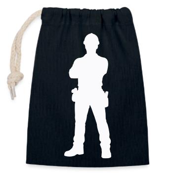 Construction Worker Construction Silhouette - Closable cotton gift bag (14x20cm) - navy - Front