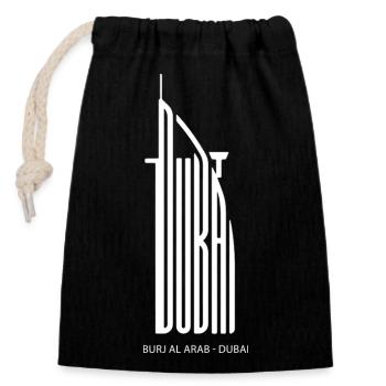 Dubai, UAE Capital Tour Tourists Emirati Vacation - Closable cotton gift bag (14x20cm) - black - Front