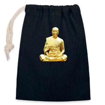 goldener Buddha - Verschließbarer Geschenkbeutel aus Baumwolle (14x20cm) - Navy - Vorne