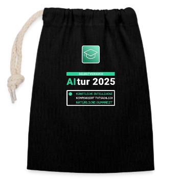 Selbstversuch AItur - Abi 2025 - Abimotto - Verschließbarer Geschenkbeutel aus Baumwolle (14x20cm) - Schwarz - Vorne