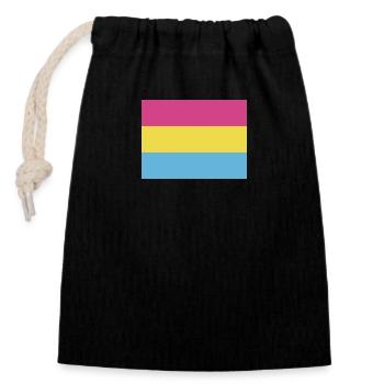 Pansexual Pride Flag - Closable cotton gift bag (14x20cm) - black - Front