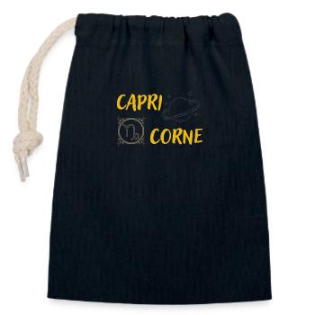 Impressionnant capricorne - Le signe astro - Sac cadeau en coton avec cordon (14 x 20 cm) - bleu marine - Devant