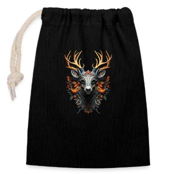 Deer Power Animal Traditional Costume Village Festival for Village Children - Closable cotton gift bag (14x20cm) - black - Front