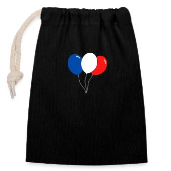 Bleu - Blanc - Rouge - Sac cadeau en coton avec cordon (14 x 20 cm) - noir - Devant