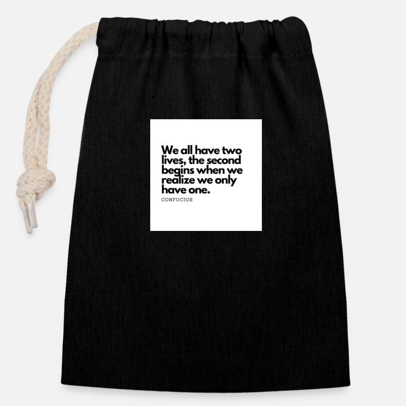 Citation de Konfizius - Sac cadeau en coton avec cordon (14 x 20 cm) - noir