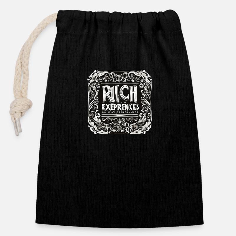 Rich in experience - Closable cotton gift bag (14x20cm) - black
