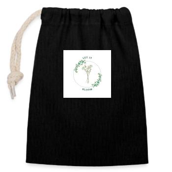 Floral print - Closable cotton gift bag (14x20cm) - black - Front