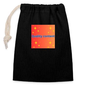 Quality content - Closable cotton gift bag (14x20cm) - black - Front