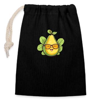 Poire Kawaii avec lunettes Nerd: Fruity Geek - Sac cadeau en coton avec cordon (14 x 20 cm) - noir - Devant