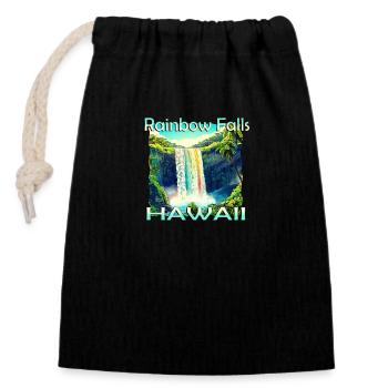 Hawaii Rainbow Falls Exclusive Design - Closable cotton gift bag (14x20cm) - black - Front